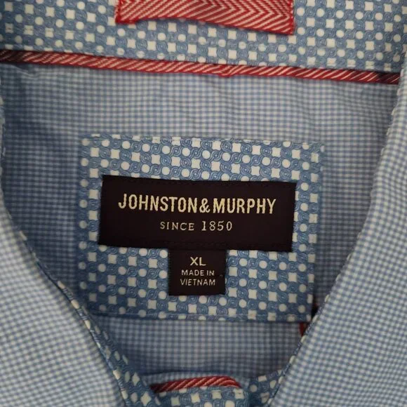 Johnston & Murphy Men's Light Blue Embroidered Short Sleeve Summer Shirt Size XL - Picture 5 of 9